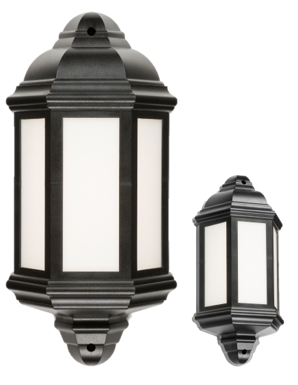 230V IP54 8W Half Wall Lantern Black 4000K 440lm